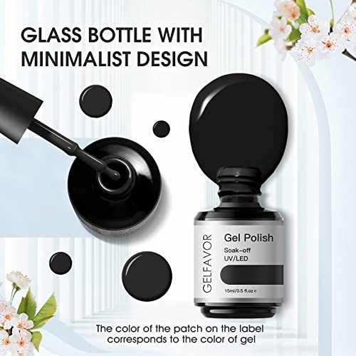 GELFAVOR UV Nagellack, Nagellack Schwarz Shellac Nagellack Nail Art Gel Politur 15ml – Bild 3