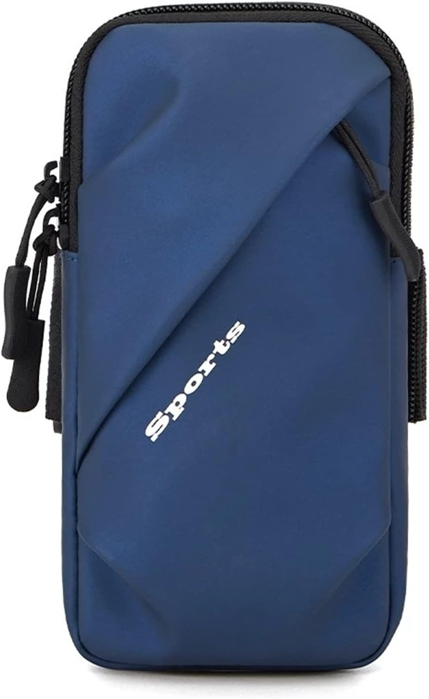 6.5Inch Phone Arm Bag Polyester Waterproof Double Layer Large Capacity Breathable Outdoor Fitness Running Cellphone Card Case (Color : Blue, Size : 1)