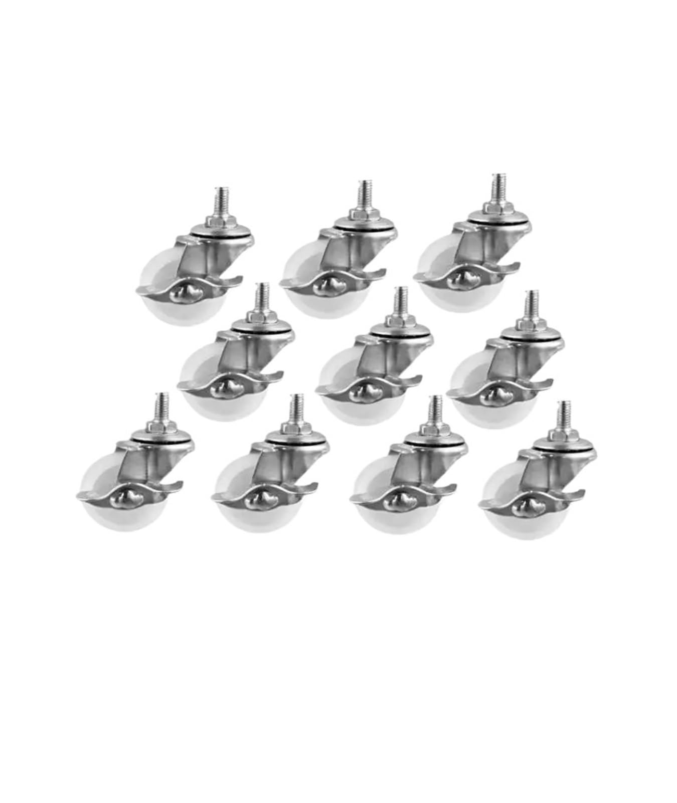 MXXDMOPD 10 Pieces/Batch Caster 1.5 inch White Pp Screw Brake Wheel M6 Diameter 40mm Small Size Suitable for Rack