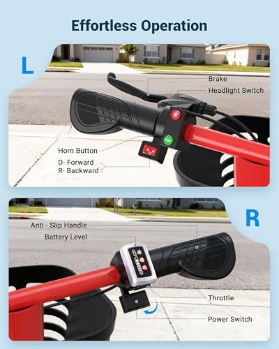 Image of 3 Wheel Electric Scooter for Adults - Powered Mobility Scooter Foldable, Portable, Travel Friendly, 330 LB Capacity Scooter for Seniors,15 Mile Range, Adjustable Seat, Handle & Headlight, Red