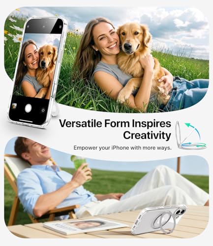 Image of for iPhone 16 Case, Compatible with MagSafe, Slim Shockproof Military-Grade Rugged Protective Case with Stand, Camera Control, Comfort Grip (C-Clear, iPhone 16)