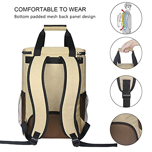 Hap Tim Insulated Backpack Cooler 30 Cans Leakproof Soft Cooler Bag Lightweight Large Capacity Cooler Backpack For Lunch Picnic Fishing Hiking Camping Park Beach Traveling(13760-Br) #TOP1