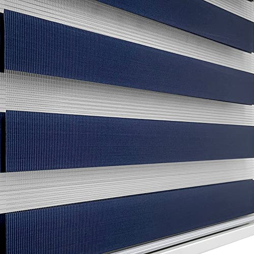 Theonedecoration Blinds For Window Roller Shades & Blinds Zebra Shades Dual Layer Shades Horizontal Privacy Filtering Easy Installation (Maxium Height 72Inch) (Darkblue, W 28'') (20210905) #TOP2
