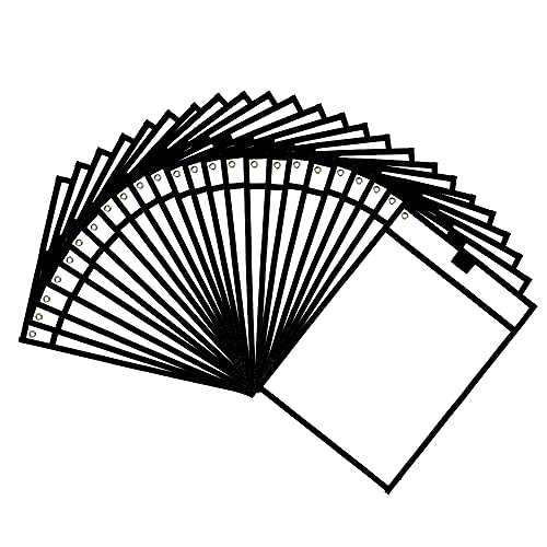 SMTTW Dry Erase Pockets Sleeves Black Reusable Clear Plastic Sleeves 24 Pack Dry Erase Sleeves 10" x 14"Heavy Duty Dry Erase Sleeves Protectors Oversized Board Worksheet Protector