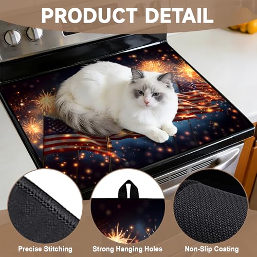 Image of Stove Burner Covers Non-Slip Electric Cooktop Protector Mat (Flag)