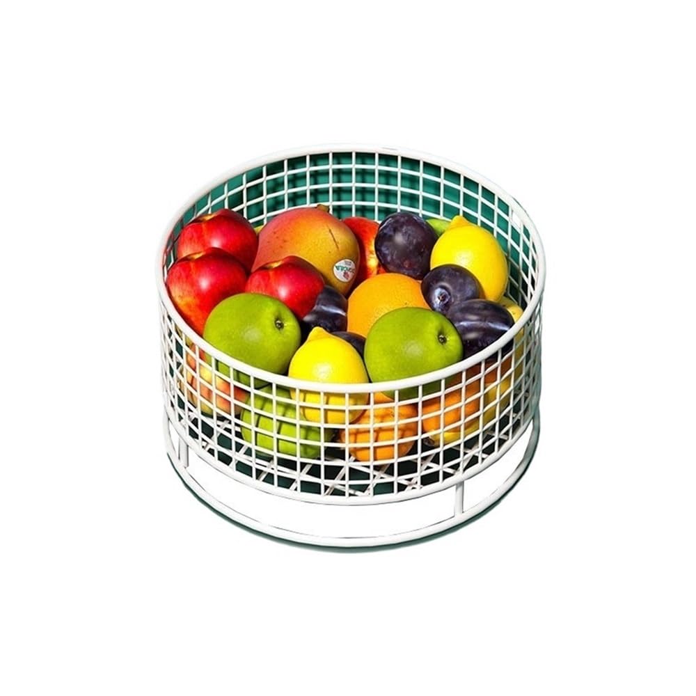 FZL02068LM Fruit Bowl Metal Wire Fruit Bowl, Openwork Basket for Snack Vegetable Versatile(White)