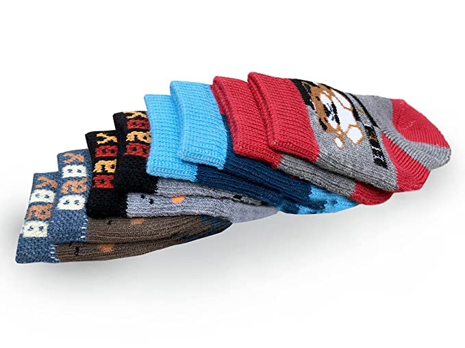CLUZE Kids Socks Baby Girls and Boys- Cotton Multicolor Cartoon Socks (Pack of 10) Free Size 3