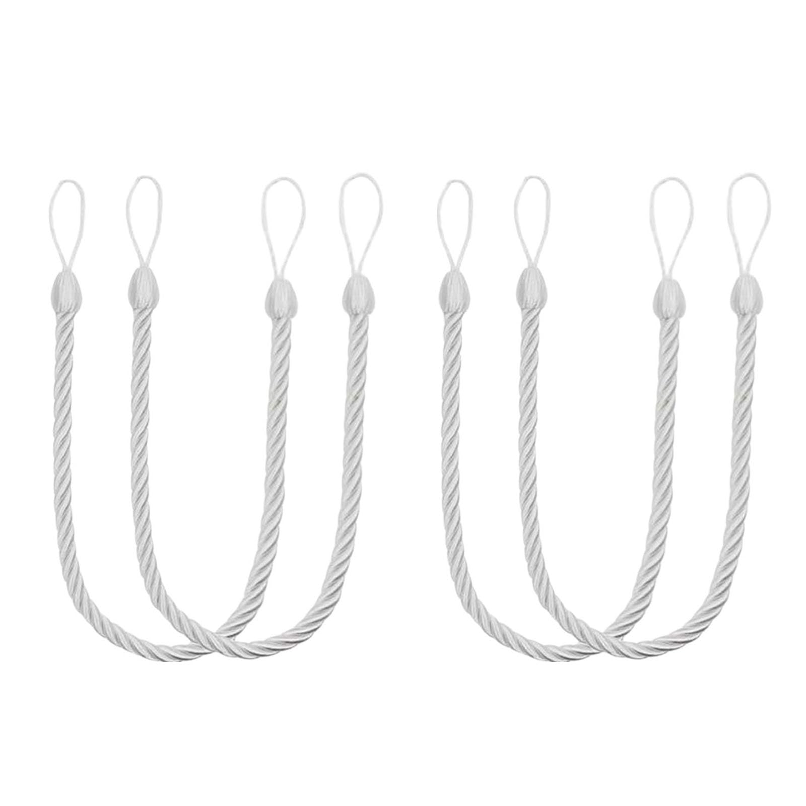 4Pack Bohos Styles Cotton Rope Curtain Tiebacks Decorative Holdbacks for Home and Drapery Natural Cotton Rope