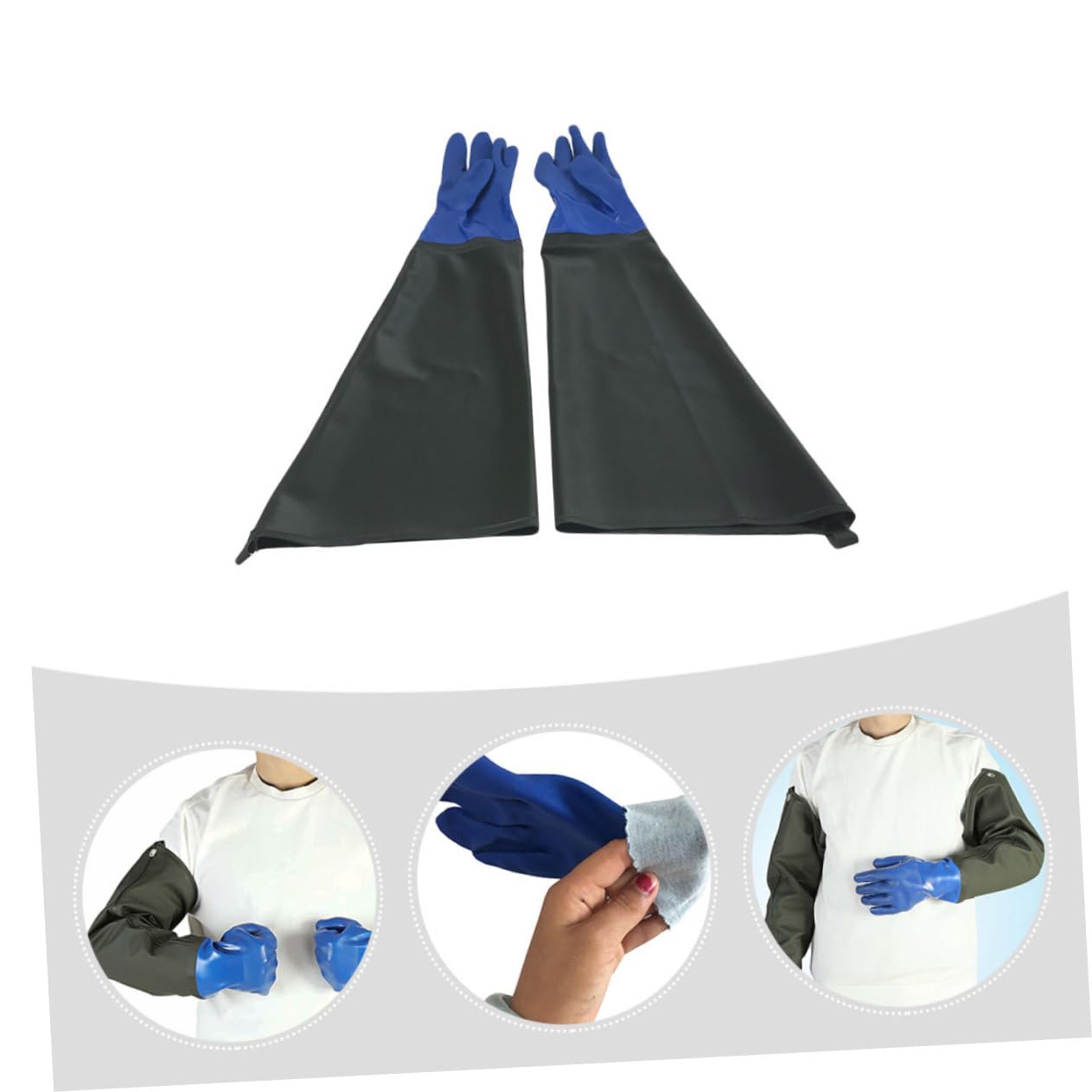 TEHAUX Guantes Industriales Resistentes al Aceite y Agua de Goma Gruesa y Alargada Antiácidos Antideslizantes para Trabajo Pesado y Manejo Seguro de Químicos