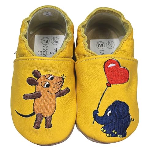 HOBEA-Germany Krabbelschuhe Unisex, Die Maus, Lederschuhe (Maus mit Elefant...