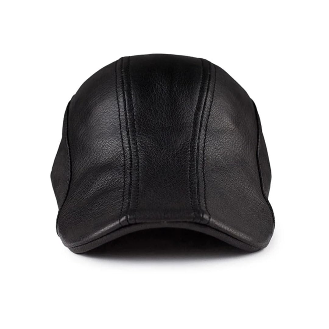 Męski beret z koziej skóry z prawdziwej skóry płaski kapelusz brązowy ciepły zimowy Gatsby Driver Ivy Hat