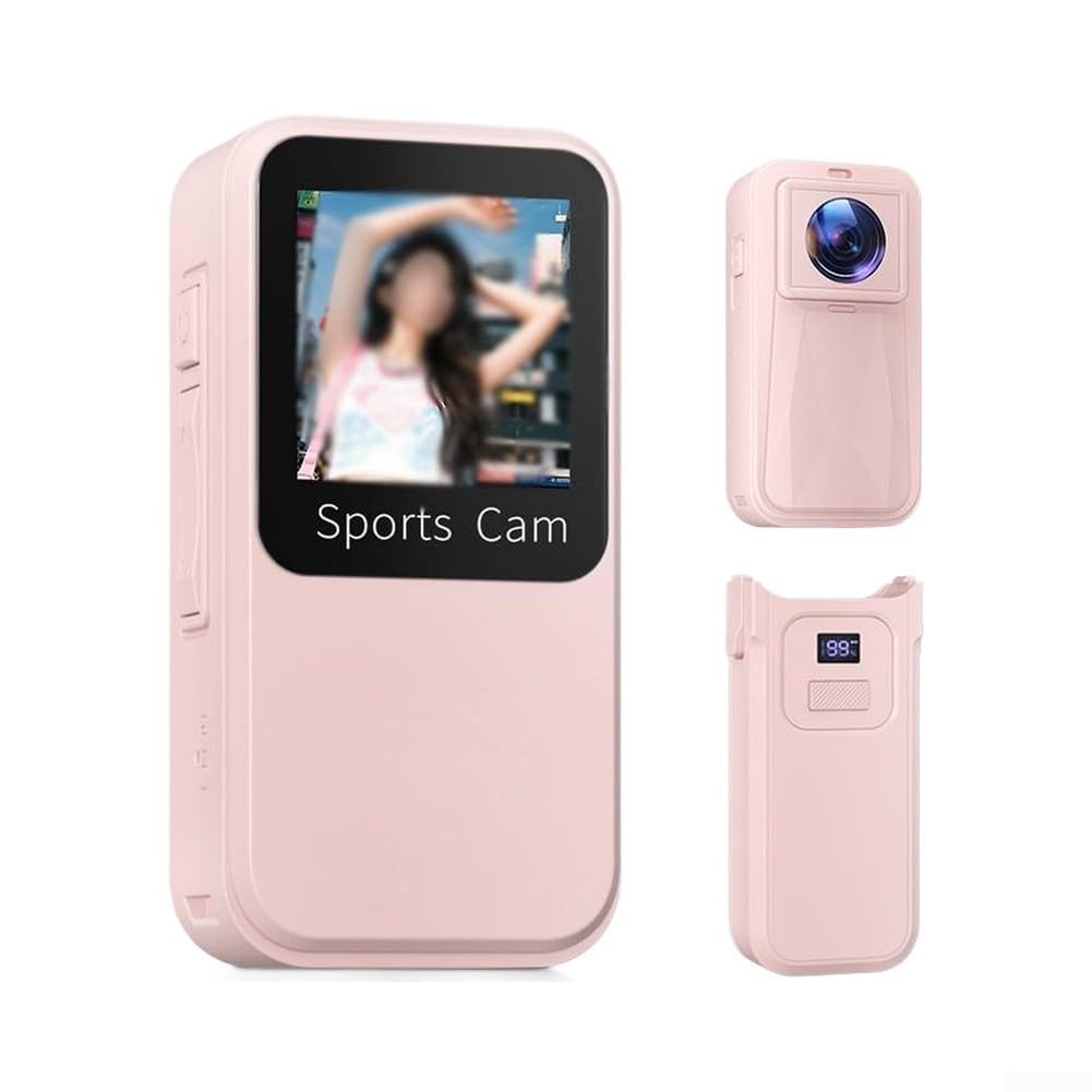 Macchina fotografica impermeabile di sport dell'ABS per uso esterno (rosa) | Guscio in ABS, design resistente all'acqua, adatto per nuoto, surf e sport all'aria aperta estremi