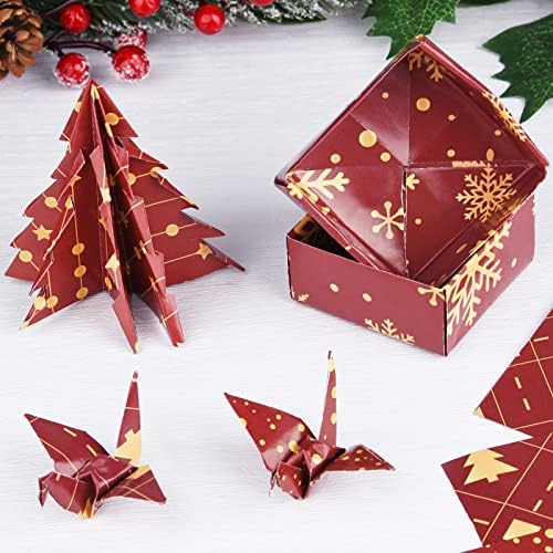 MIAHART 30 Sheets Christmas Pattern Paper Set A4 Size Red and Gold Festival Decorative Craft Paper Double-Sided for Card Making Scrapbook, 10 Designs