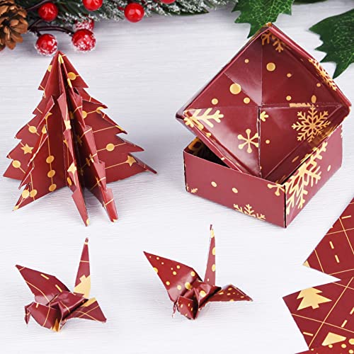 Miahart 30 Sheets Christmas Pattern Paper Set A4 Size Red And Gold Festival Decorative Craft Paper Double-Sided For Card Making Scrapbook, 10 Designs #TOP4