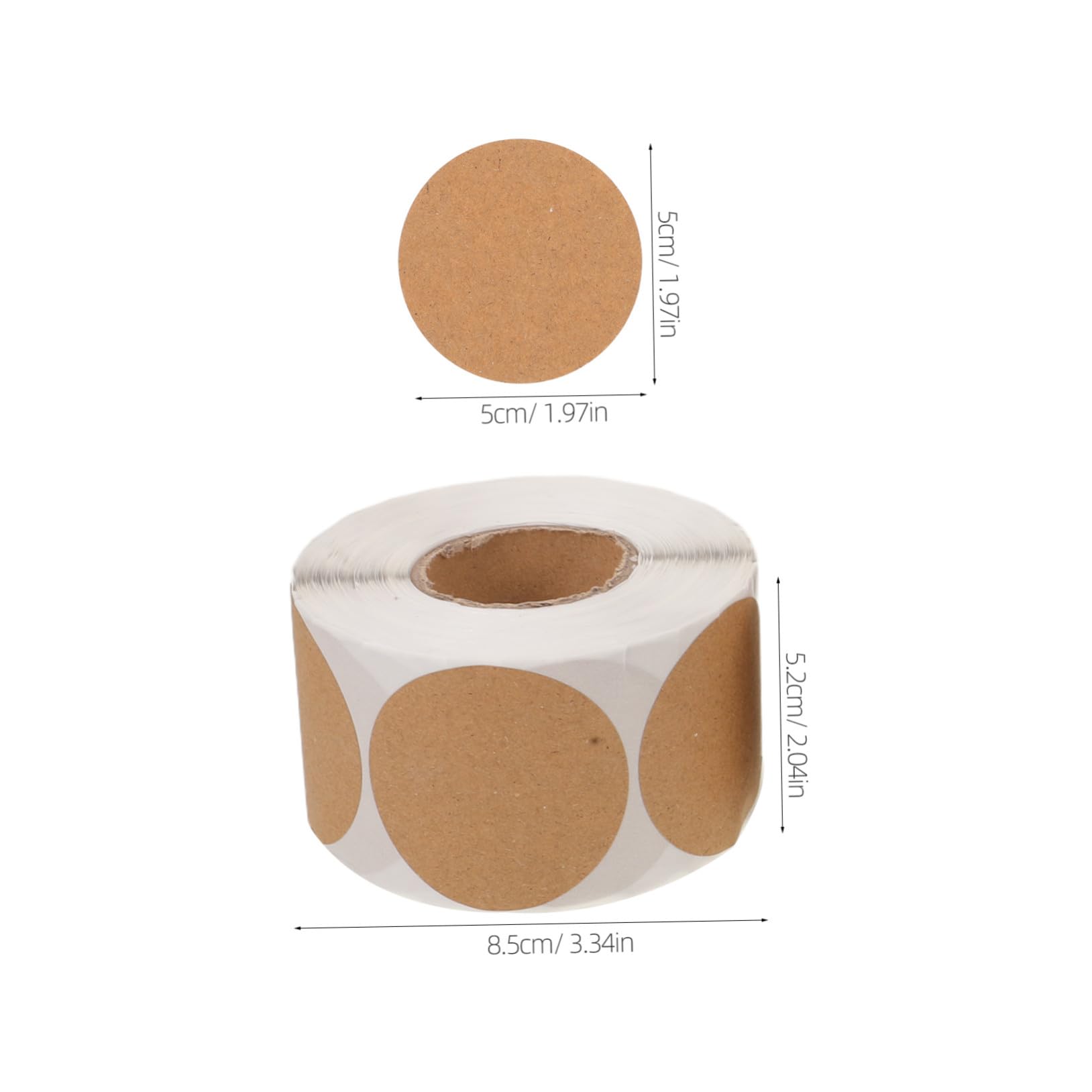 3 pezzi Etichette Adesive Kraft Rotonde in Rotolo Etichette Scrivibili per Sigillare Scatole Adesivi Packaging per Piccole Imprese per Marmellate e Confezioni Regalo
