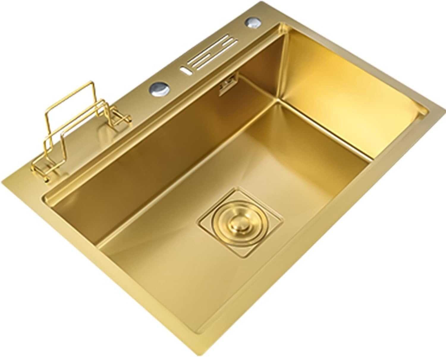 Sddpulse A Gold Brushed Stainless Steel Kitchen Sink - Single Bowl Bar Sink With Drainer & Mounting Kit For Kitchen Nd Bathroom,-75X46x22cm