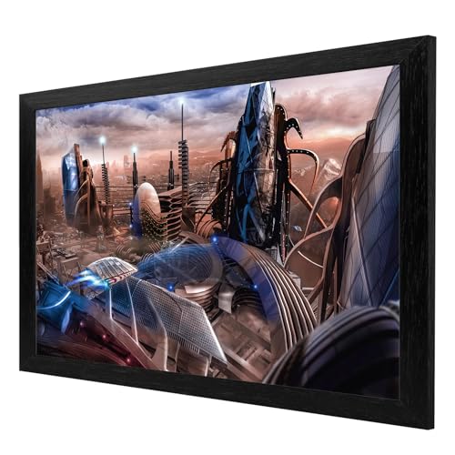 Cadre en bois noir et arrière-plan lumières LED pour tableau mural géant 128x86