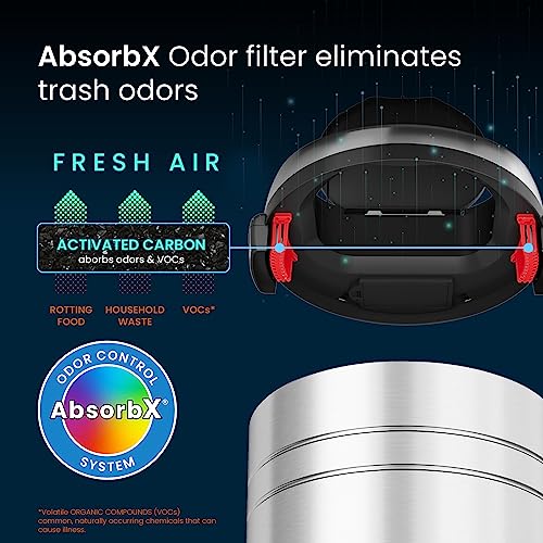 Image of iTouchless Glide 23 Gallon Sensor Trash Can with Wheels and Odor Control System, Stainless Steel, 87 Liter Automatic Kitchen Bin and Office Garbage Can (Powered by Battery or Optional AC Adapter)