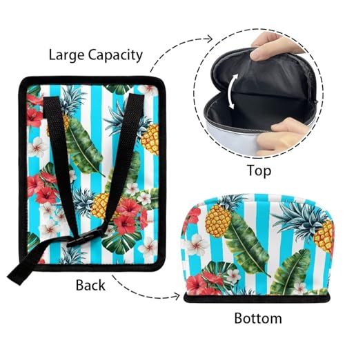 Image of KEIAHUAN Tropical Flower Pineapple Car Trash Can with Lid Car Accessories for Women Men Collapsible Auto Garbage Bag Hanging for Back Seat Multipurpose Trash Bag for Sedans,SUVs & Trucks