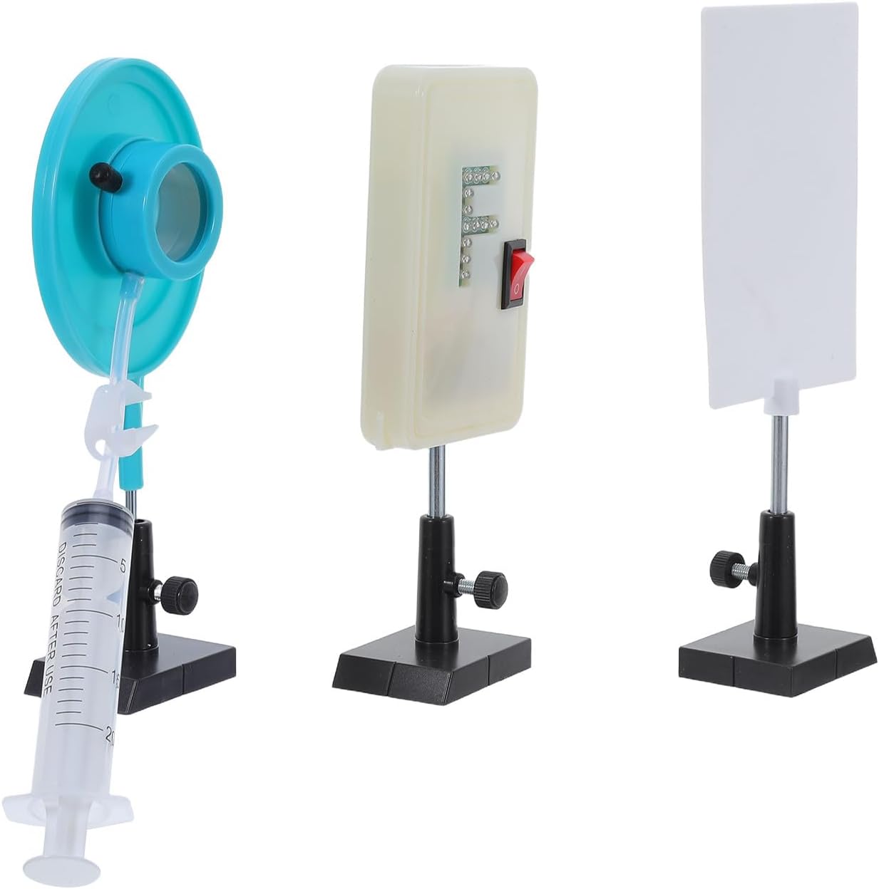 1 Set Optics Science Experiment Kit: Classroom Physics Optical Teaching Tool with Adjustable Water Fillable Lens - Refraction Demonstration Equipment