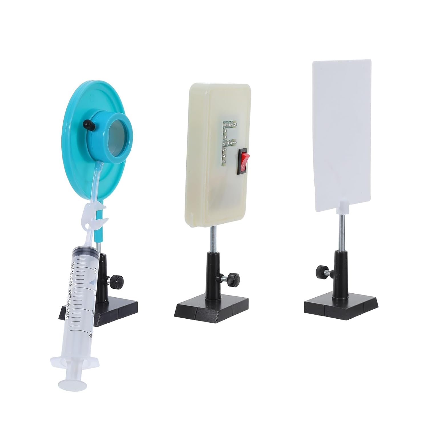 1 Set Optical Lens Experiment Kit: Physics Classroom Optics Teaching Equipment with Adjustable Water-Refraction Lens for Studying Light and Imaging