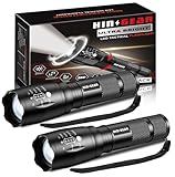 HinsGEAR 1 Mode Flashlights 2 Pack, Super Bright Zoomable LED Tactical Flashlight High Lumens, Water Resistant Portable Pocket Flash Light for Emergency, Camping, Home, and Gift - SL2000