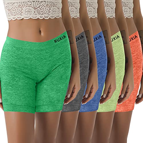 R RUXIA Women's Boyshorts Underwear Seamless Boy Shorts Panties Soft Stretch Boxer Briefs 5 Packs(Regular & Plus Size)