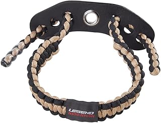 Legend 550 Paracord Bow Wrist Sling - Compound Bow Stabilizer & Hand Loop Carrier Archery Accessories - Adjustable Wrist Strap with Durable Leather Yoke, Strong Metal Grommets - Beige - Black