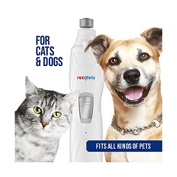 Rexipets cat and dog nail grinder - rechargeable electric pet nail clipper & trimmer- painless paws grooming - quiet 2-speed motor. 3 size ports for small, medium, large pets- up to 4 hours of charge - image 7