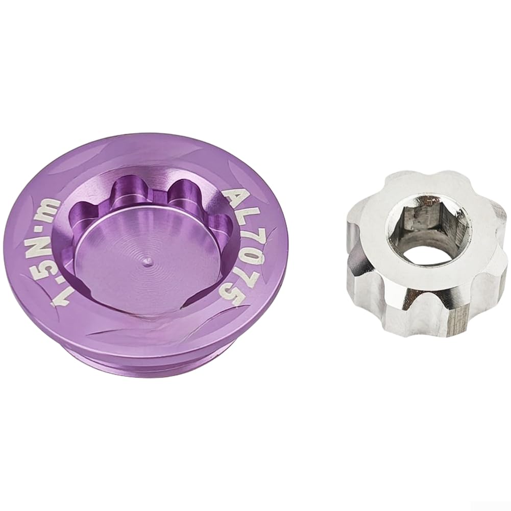 Bicycle Crank Dust Cover for/ M20/ Hollow Cranksets, Ultralight Aluminum Alloy Road Bike Bottom Bracket Cap with M6 Hex Tool, Precision CNC Machined Fit//(purple)