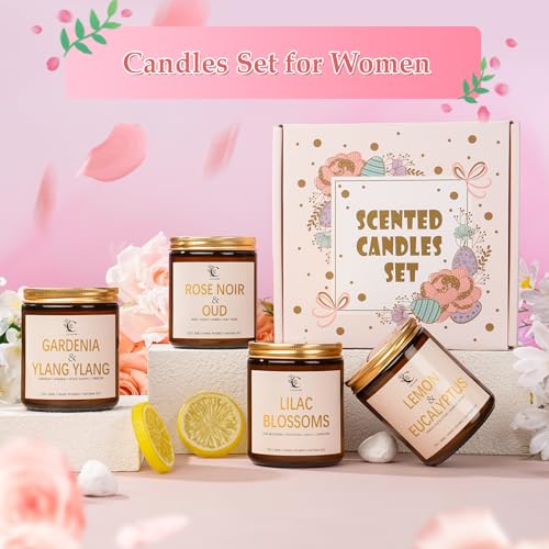 Lemon Eucalyptus Scented Candles for Home, Soy Wax Aromatherapy Candle for Bedroom Bath Birthday New Job House Warming Gifts for Women - Image 4