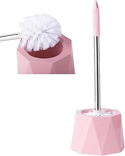 GYDMEG Toilet Brush and Holder,Stainless Steel Toilet Bowl Cleaning Brush Set,Under Rim Lip Brush and Storage Caddy for Bathroom (Pink Lines)