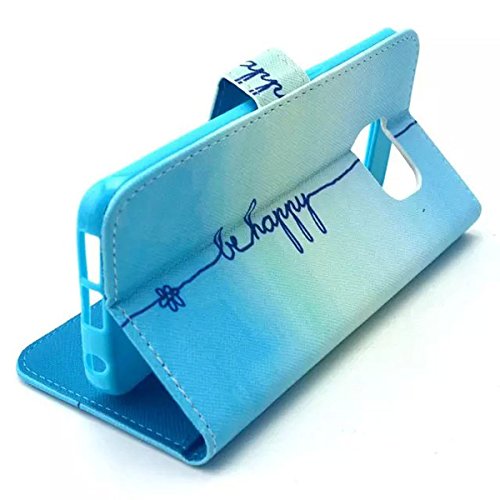 Newshine S6 Case, Galaxy S6 Wallet Case, Pu Leather Wallet Stand Protector Flip Case Cover Built-In Card Slots For Samsung Galaxy S6 - Be Happy #TOP2