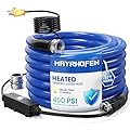 Heated Water Hose for RV 15ft with Energy-Saving Thermostat, –40°F Freeze-Protection Drinking Water Hose, Lead-Free & BPA-Free, Heavy-Duty Heated Garden/Camper Hose with Adapter