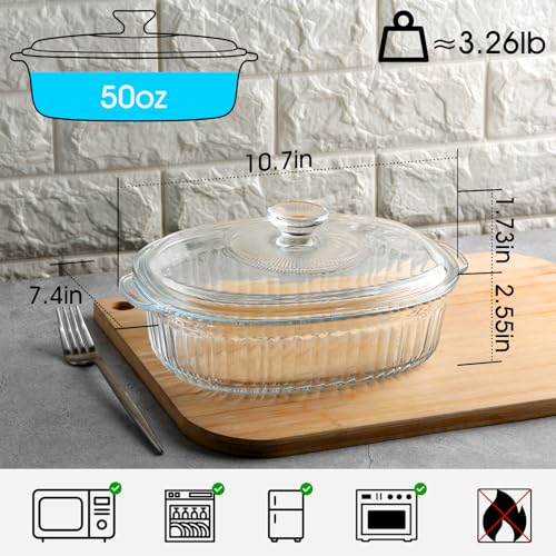 NUTRIUPS 1.9QT Oval Glass Casserole Dish with Lid, Borosilicate Oven Safe by NUTRIUPS - Used condition - Image 2