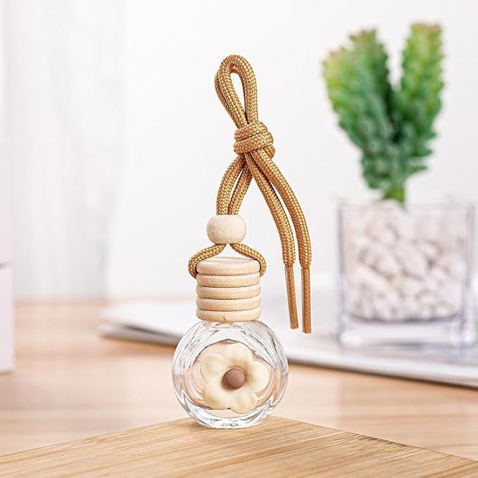 Car hanging flower Perfume Glass bottle decoration, Empty Refillable Hanging Bottle Home Car Decor Flower Empty Perfume Botle 10ml (1 pcs)-image-3