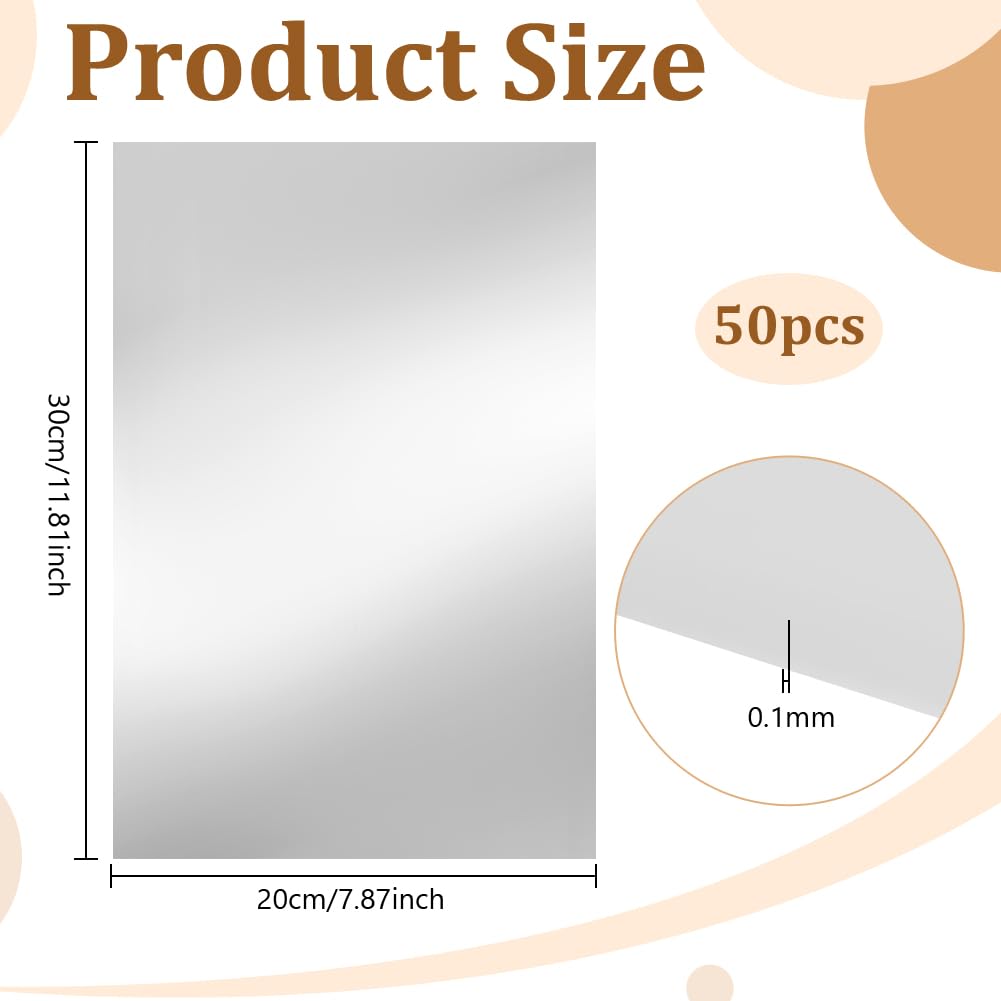PH PandaHall 50 Feuille Aluminium Feuilles de Papier 20x30cm Papier Aluminium Métallique Décorative pour Gaufrage Peinture Salle de Classe Projet en Relief DIY, 70 µm D'Épaisseur Argenterie