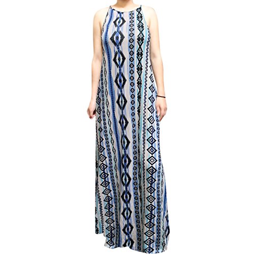 ShopMyTrend SMT Women's Boho Print Halter Neck Casual Long Maxi Dress Small Waterfall Tribe (MXD)