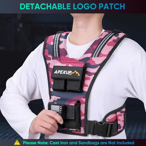 Image of APEXUP Adjustable Weighted Vest Men 20lbs /30lbs /40lbs Weights with Reflective Stripe, Weight Vest Woman Workout Vest for Strength Training Running Walking