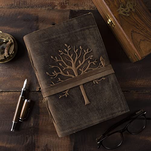 Nomadcraftsco. Vintage Leather Journal Tree Of Life-Leather Bound Journal-Antique Paper-Beautiful Embossed Tree Leather Sketchbook - For Drawing Sketching And Writing-240 Pages #TOP5