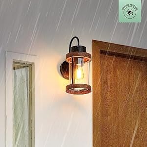 Globe electric 60000026 1 light outdoor wall sconce matte black faux wood accent clear glass shade e26 bulb required outdoor lighting modern front porch decor wall lighting outdoor light  urban country home decor