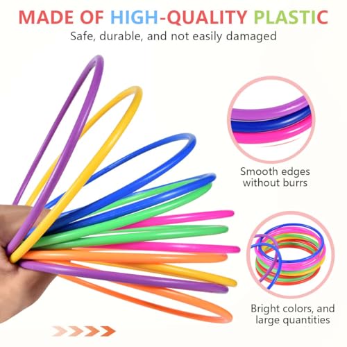 Image of OBTANIM 12 Pcs Plastic 7 Inch Ring Toss Game for Kids and Outdoor Toss Rings for Speed and Agility Practice Game, Random Colors