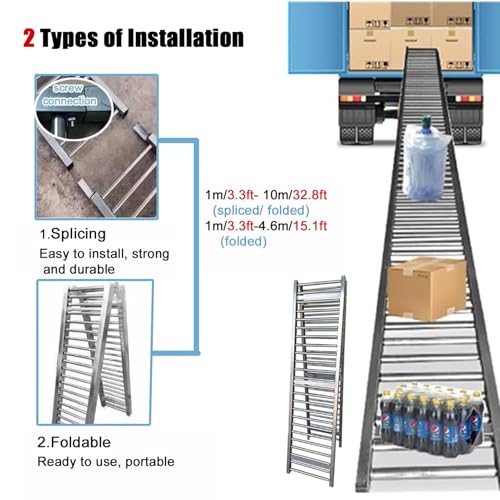 Convoyeur industriel pliable gravitaire extensible pour camion