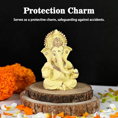 Image of ZAICUS Small Ganesha Idol for Car Dashboar, Handcrafted Ganesha Statue for Car, Home, Office - Symbol of Good Luck, Prosperity, and Blessings for Loved Ones and Spiritual Dcor