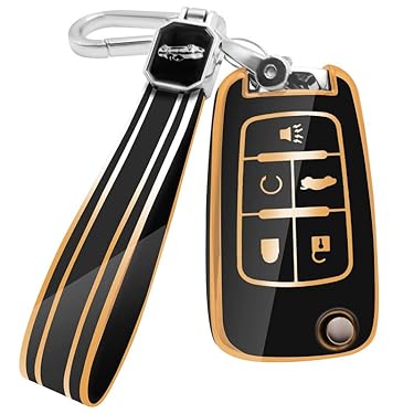 AMAZON - Daemson for Chevy Key Fob Cover Case with Keychain, Full Protection TPU Key Fob Case for Chevrolet Buick Camaro Cruze Equinox Malibu Impala Spark Sonic Terrain GMC (Black)