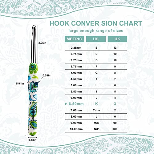 Image of 6.5mm Looen Crochet Hook, Ergonomic Handle for Arthritic Hands, Soft Rubber Grip Extra Long Knitting Needles for Crochet Beginners, Knitting Enthusiasts (6.5mm)