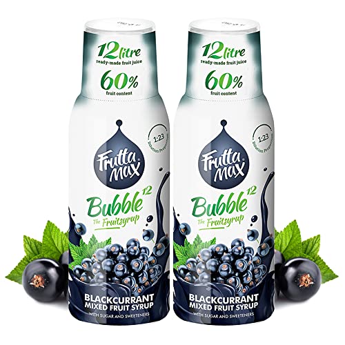 2 Pacotes - FruttaMax Concentrado de xarope de frutas, menos açúcar, com 60% de conteúdo de fruta, adequado para máquina de refrescos (2 x 500 ml) (2 x groselha preta)