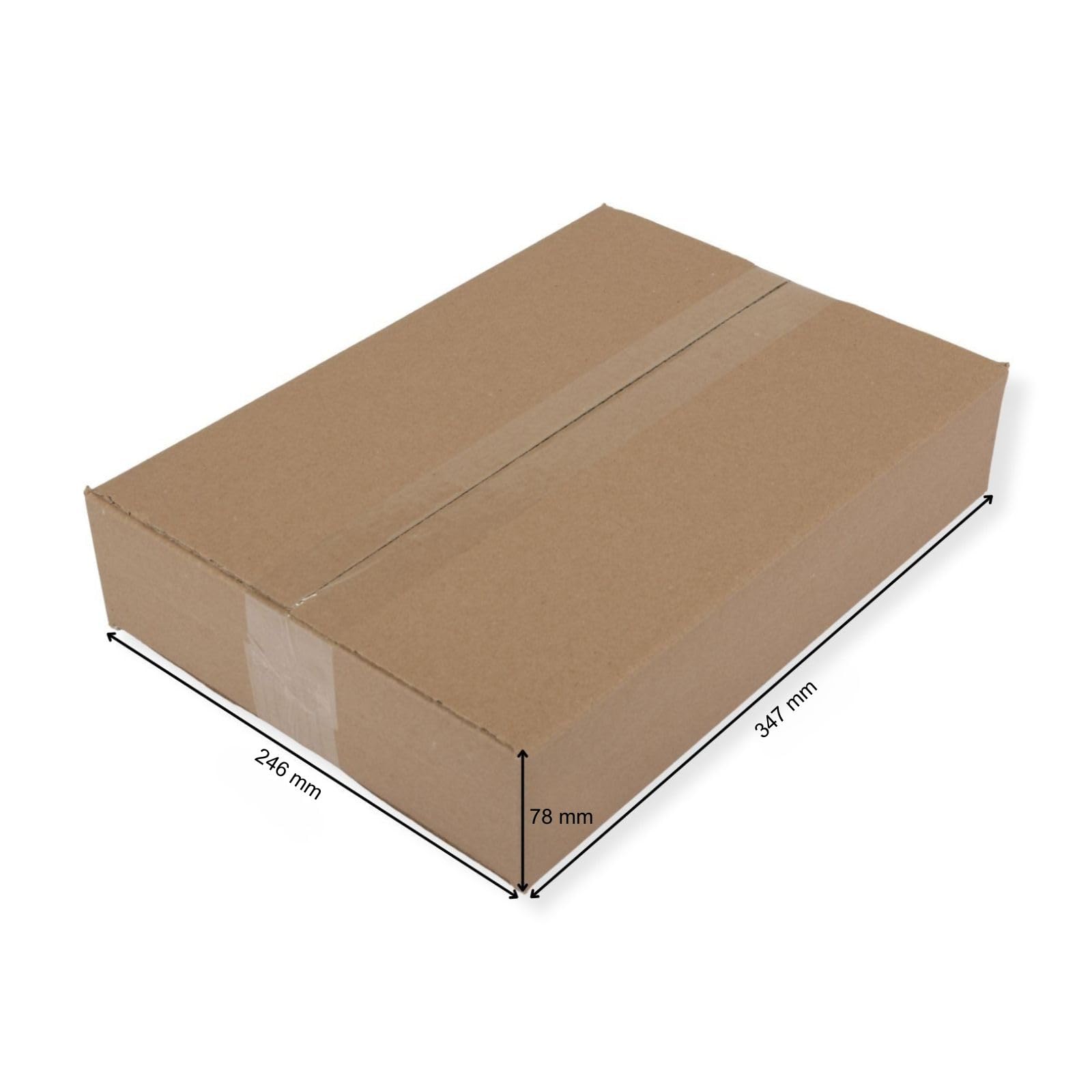 Karton 350 x 250 x 80 mm, (150 Stück), DHL Kleinpaket 2025, Versandkarton, braun, Faltkarton, Schachtel