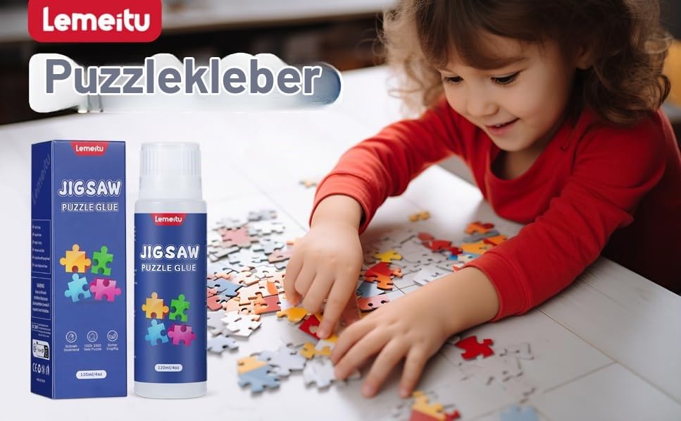Lemeitu Puzzlekleber 2er-Pack (2 x 120 ml) – Schnelltrocknend & glasklar für 1000-3000 Teile | PVA-Kleber wasserbasiert & geruchsfrei… – Ansicht 6