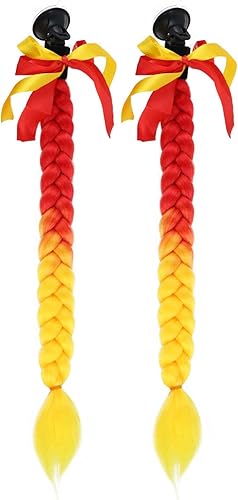 Miniatura 5 de Casco naranja rojo de 2 piezas con ventosa desmontable, casco de motocicleta, cola de caballo, casco de bicicleta, trenzas de pelo para cualquier